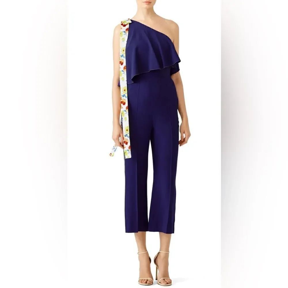 MSGM Blue Popover Ruffle Jumpsuit Size 6
